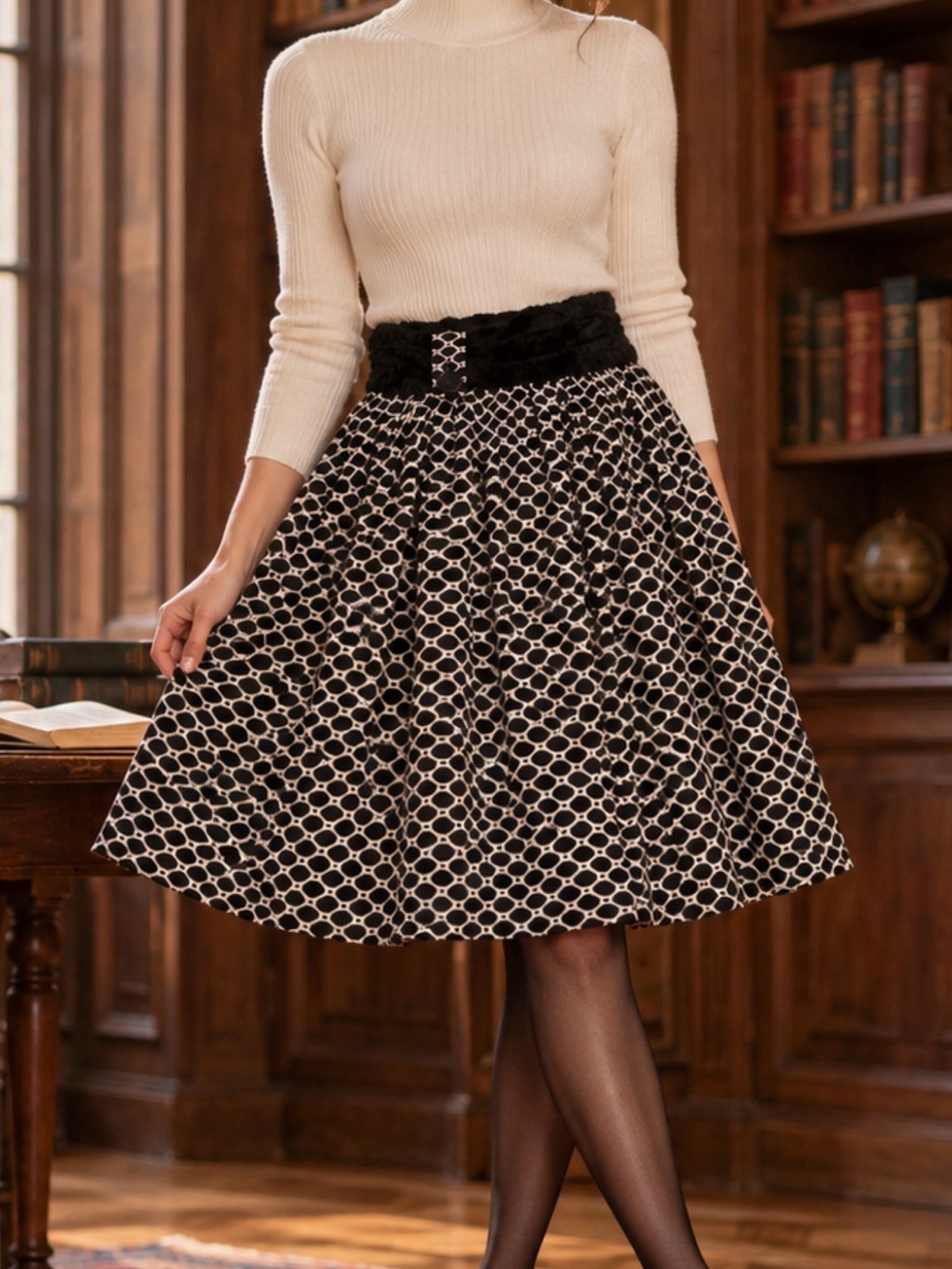 Y2k The Republic Wool Blend Faux Fur Waist Full Skirt Size 8